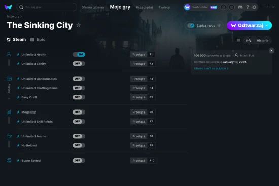 cheaty The Sinking City zrzut ekranu