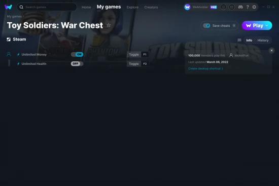 Toy Soldiers: War Chest cheats screenshot