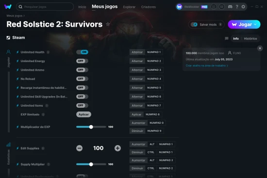 Captura de tela de cheats do Red Solstice 2: Survivors