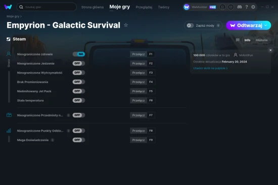 cheaty Empyrion - Galactic Survival zrzut ekranu