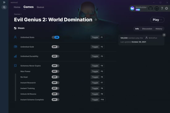 Evil Genius 2: World Domination cheats screenshot
