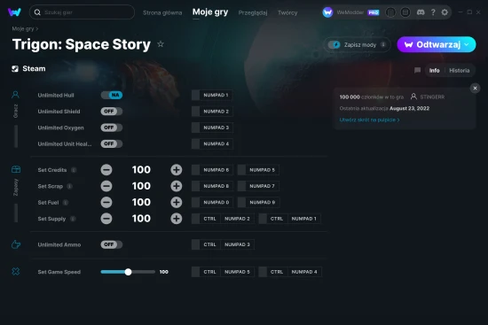 cheaty Trigon: Space Story zrzut ekranu