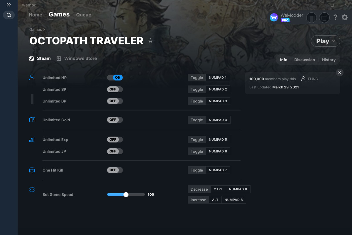 Octopath Traveler Cheats And Trainer For Windows Store Trainers Wemod Community