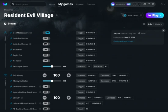 Resident Evil Village cheats screenshot