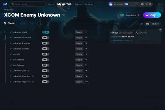 XCOM Enemy Unknown cheats screenshot