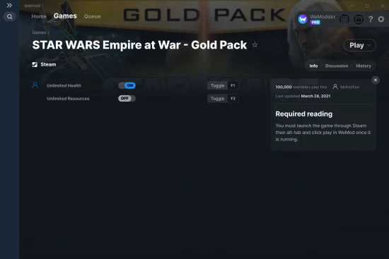 STAR WARS Empire at War - Gold Pack cheats screenshot