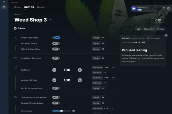 Weed Shop 3 cheats screenshot