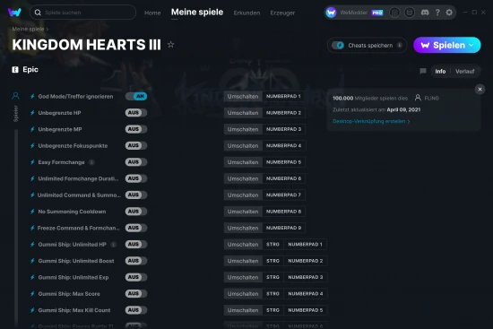 KINGDOM HEARTS III Cheats Screenshot