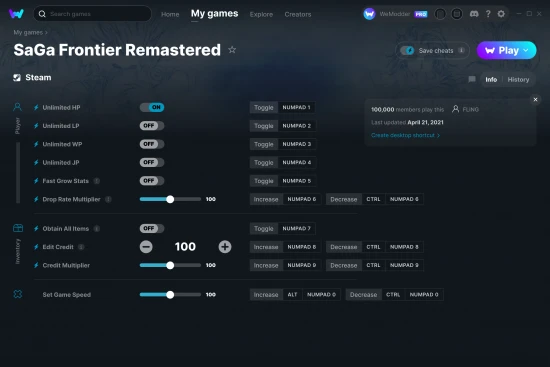 SaGa Frontier Remastered cheats screenshot