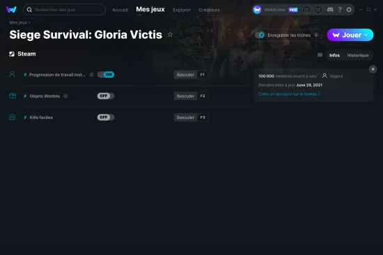 Capture d'écran de triches de Siege Survival: Gloria Victis