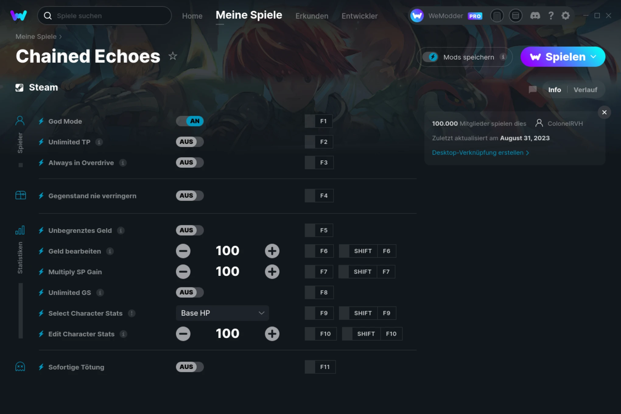 Chained echoes trainer