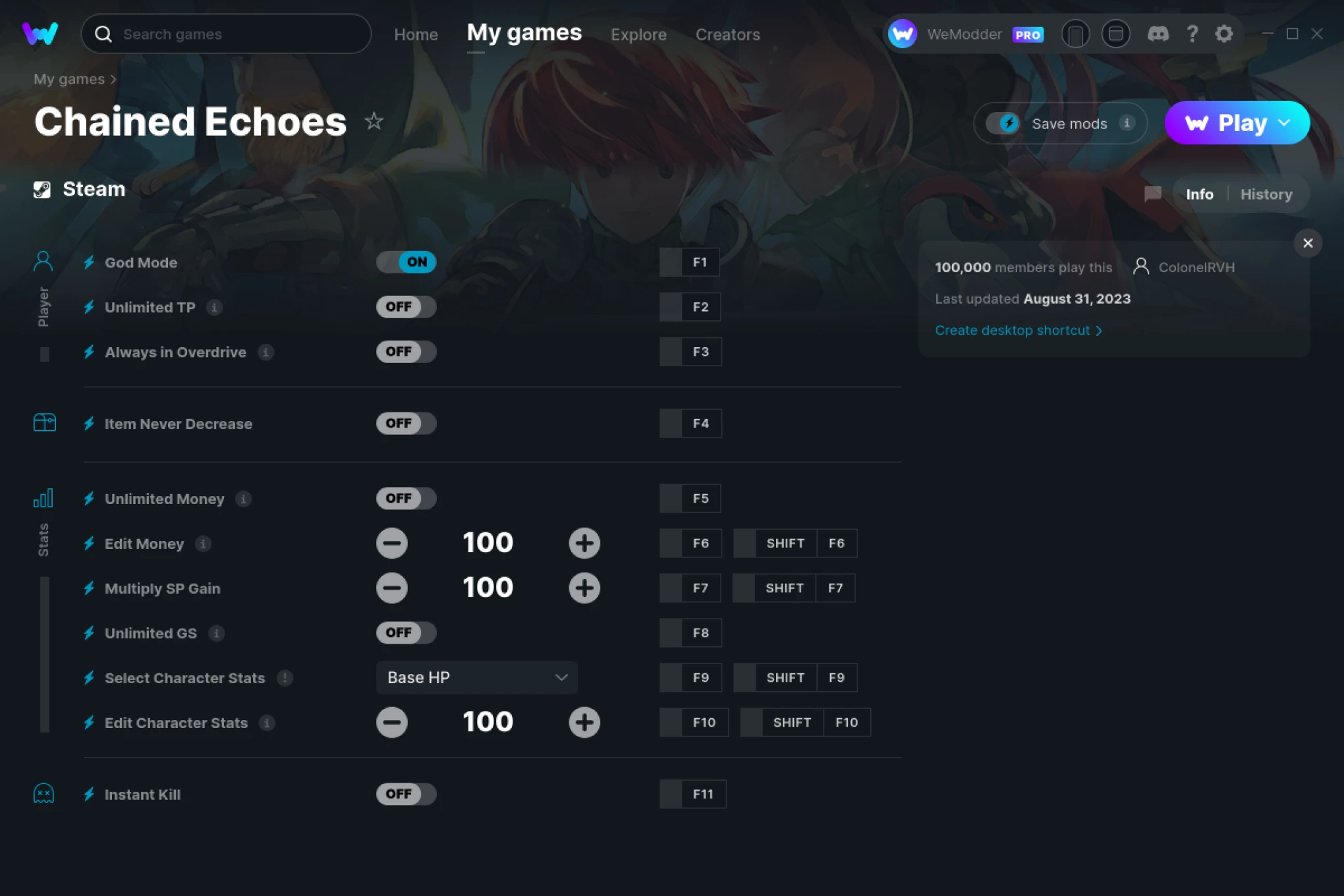 Chained echoes trainer