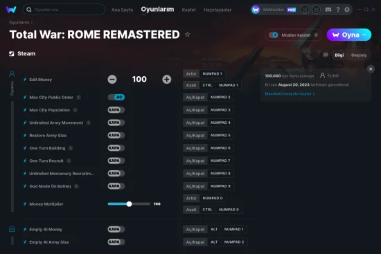 Total War: ROME REMASTERED hilelerin ekran görüntüsü