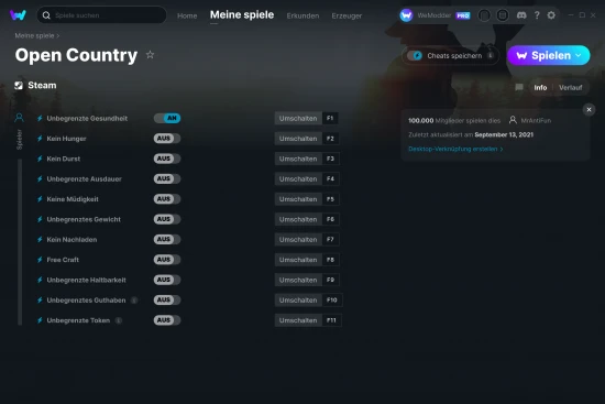Open Country Cheats Screenshot