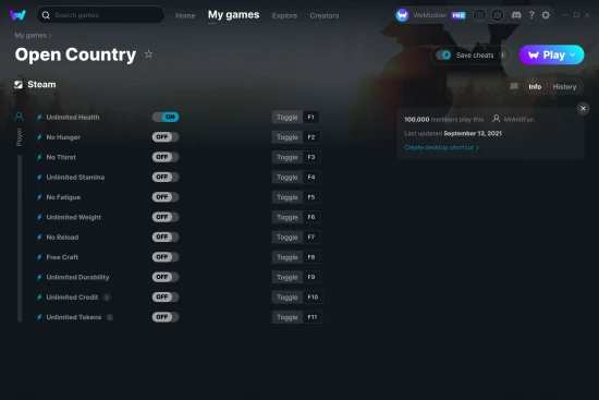 Open Country cheats screenshot