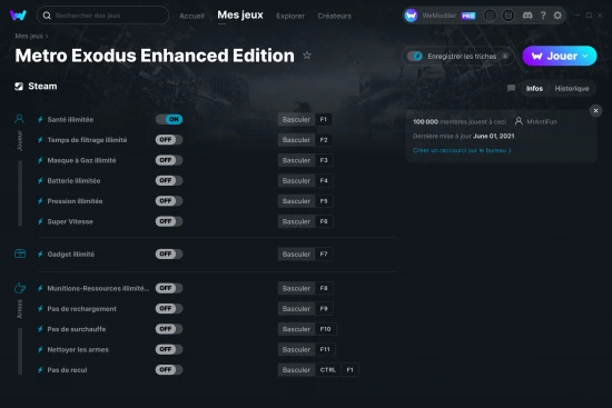 Capture d'écran de triches de Metro Exodus Enhanced Edition