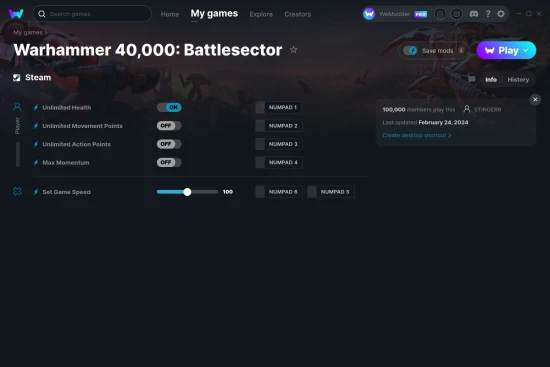 Warhammer 40,000: Battlesector cheats screenshot