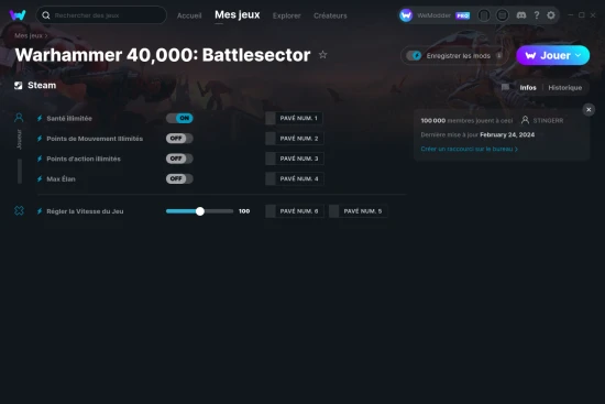 Capture d'écran de triches de Warhammer 40,000: Battlesector