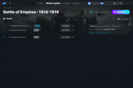 Battle of Empires : 1914-1918 Cheats Screenshot