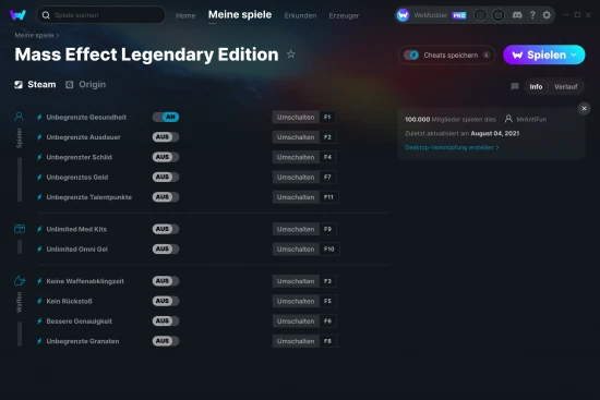 Mass Effect Legendary Edition Cheats Screenshot