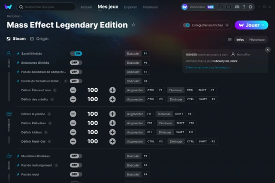 Capture d'écran de triches de Mass Effect Legendary Edition