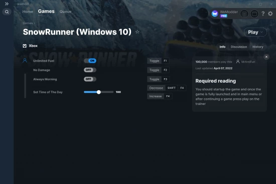 SnowRunner (Windows 10) cheats screenshot