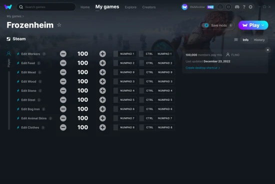 Frozenheim cheats screenshot