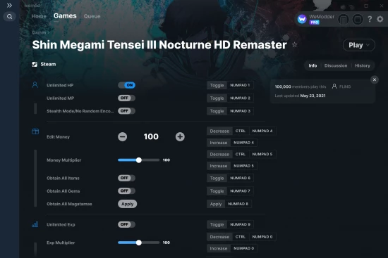 Shin Megami Tensei III Nocturne HD Remaster cheats screenshot