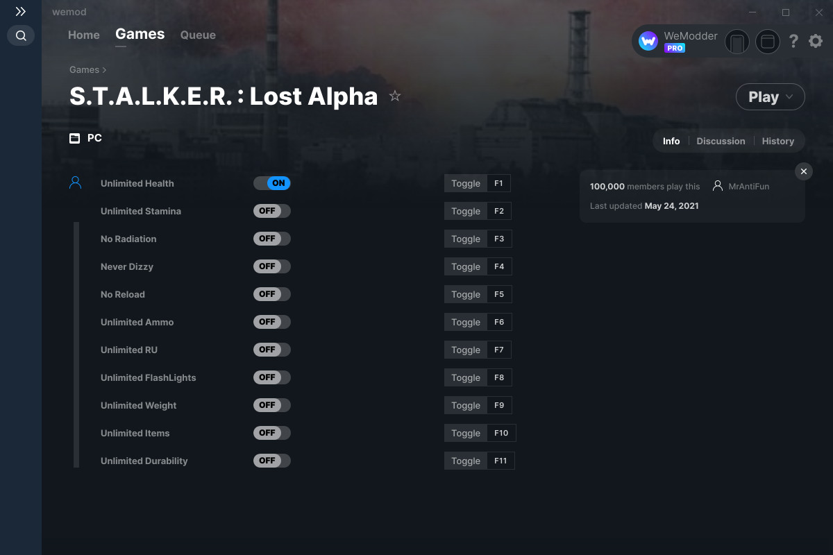 S.T.A.L.K.E.R. : Lost Alpha Cheats and Trainer - Trainers - WeMod Community