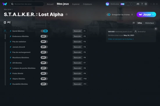 Capture d'écran de triches de S.T.A.L.K.E.R. : Lost Alpha