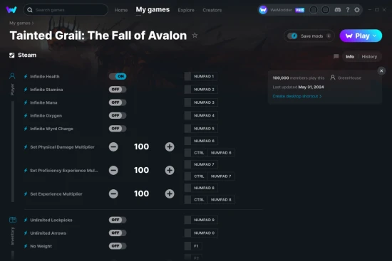 Tainted Grail: The Fall of Avalon cheats screenshot