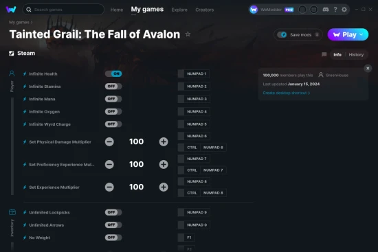 Tainted Grail: The Fall of Avalon cheats screenshot