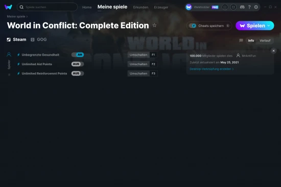 World in Conflict: Complete Edition Cheats Screenshot