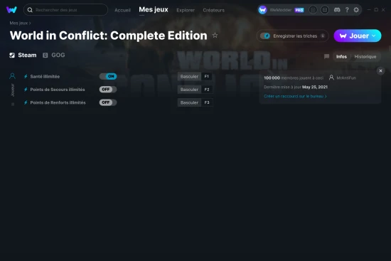 Capture d'écran de triches de World in Conflict: Complete Edition