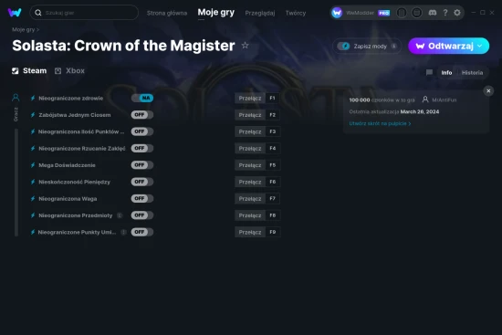cheaty Solasta: Crown of the Magister zrzut ekranu