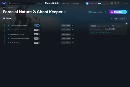 Force of Nature 2: Ghost Keeper Cheats Screenshot