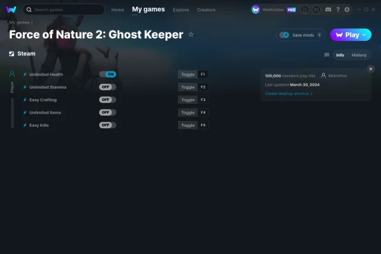 Force of Nature 2: Ghost Keeper cheats screenshot