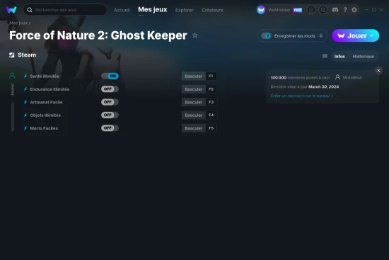 Capture d'écran de triches de Force of Nature 2: Ghost Keeper