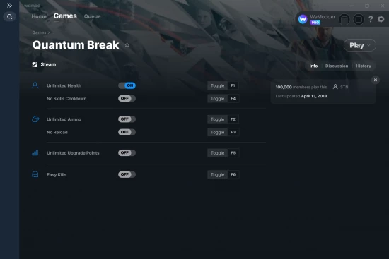 Quantum Break cheats screenshot