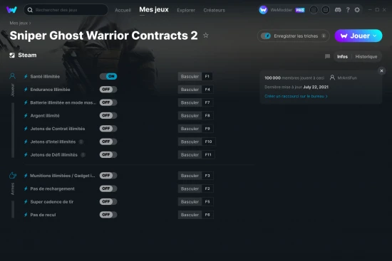Capture d'écran de triches de Sniper Ghost Warrior Contracts 2