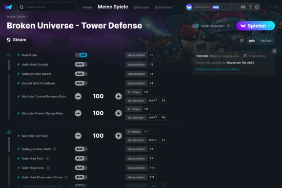 Broken Universe - Tower Defense Cheats Screenshot