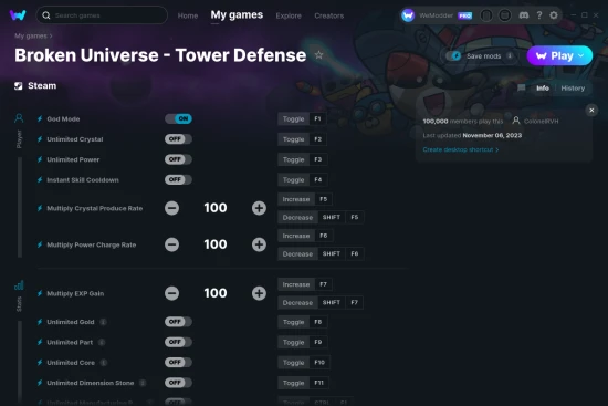Broken Universe - Tower Defense cheats screenshot