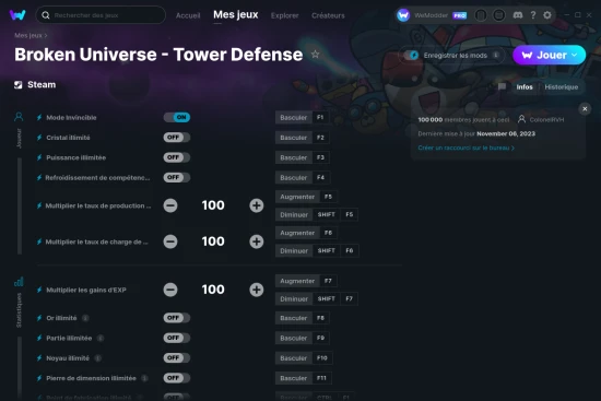 Capture d'écran de triches de Broken Universe - Tower Defense