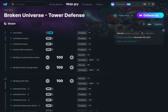 cheaty Broken Universe - Tower Defense zrzut ekranu