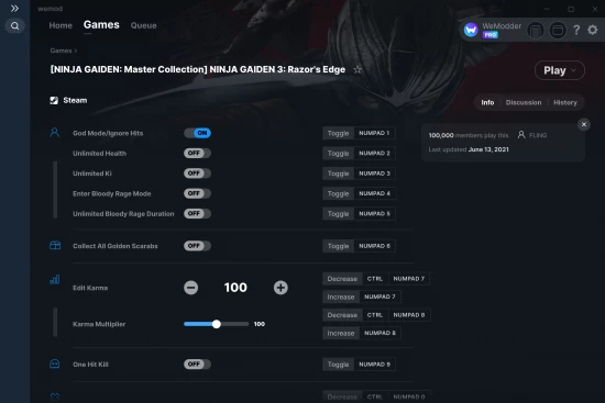 NINJA GAIDEN 3: Razor's Edge - Master Collection cheats screenshot