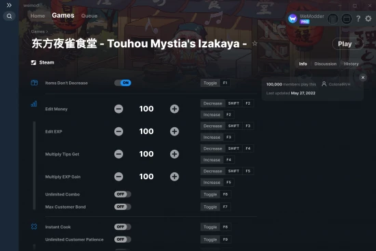 东方夜雀食堂 - Touhou Mystia's Izakaya - cheats screenshot