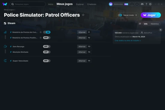 Captura de tela de cheats do Police Simulator: Patrol Officers