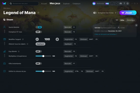 Capture d'écran de triches de Legend of Mana
