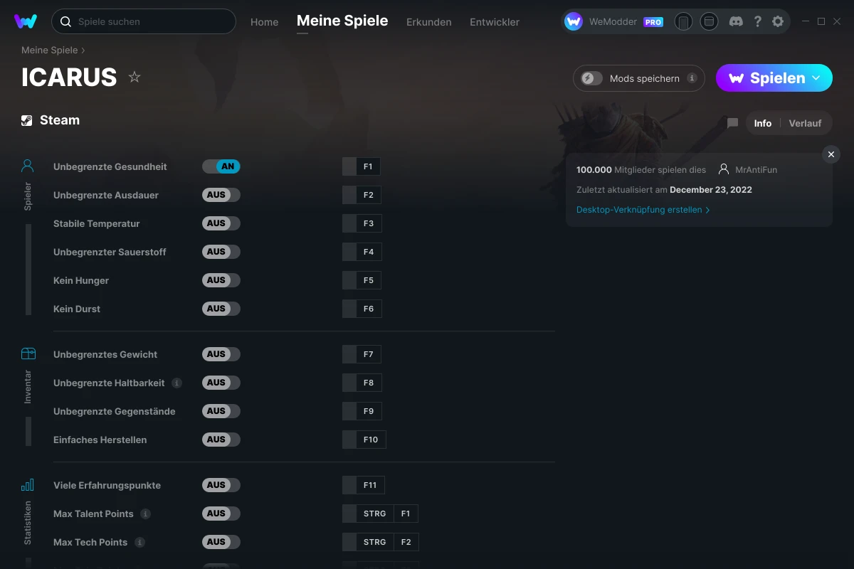 ICARUS Cheats und Trainer für PC - WeMod