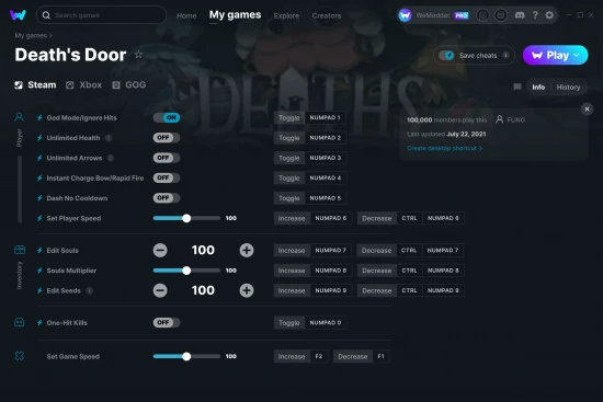 Death's Door cheats screenshot